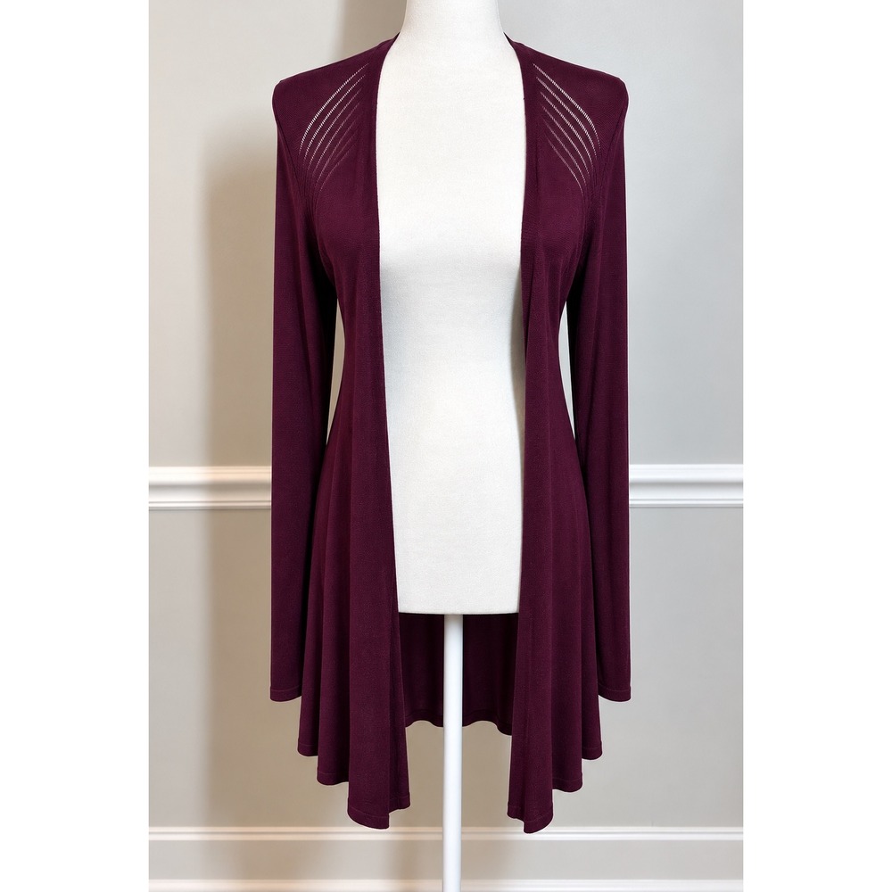 Torrid Plum Purple Pointelle Diamond Back Open Front Cardigan Duster Size 00